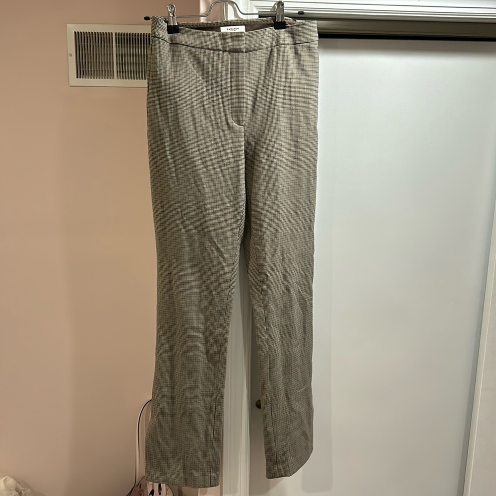 Aritzia Babaton plaid high waisted trousers with trendy front cut detail 6